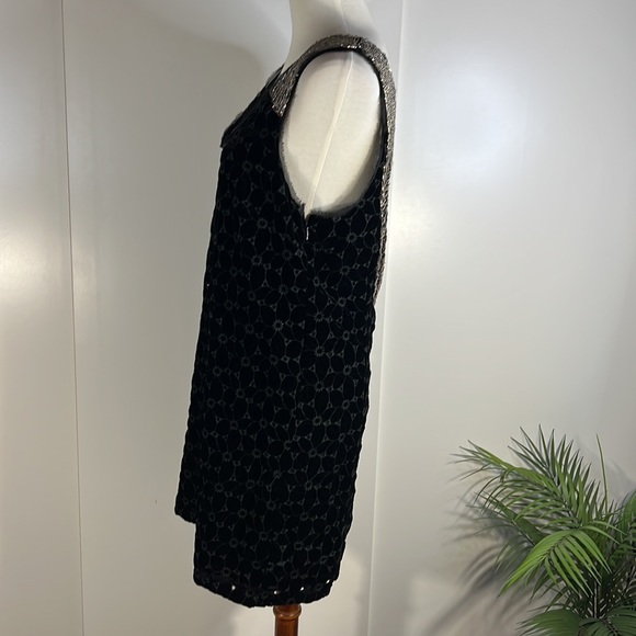 FREE PEOPLE black velvet beaded neck shift dress - Picture 6 of 16